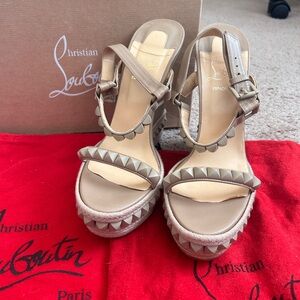 Christian Louboutin Tan Studded Espadrilles